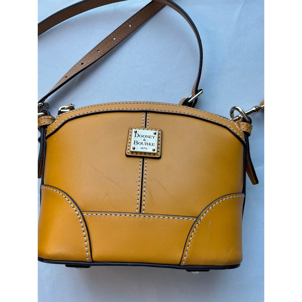 Dooney & Bourke Mustard Yellow Leather Dome Crossbody Bag Silver Hardware